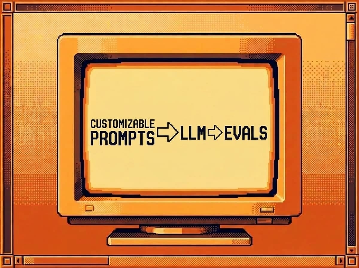 Customizable prompts into an LLM into evals